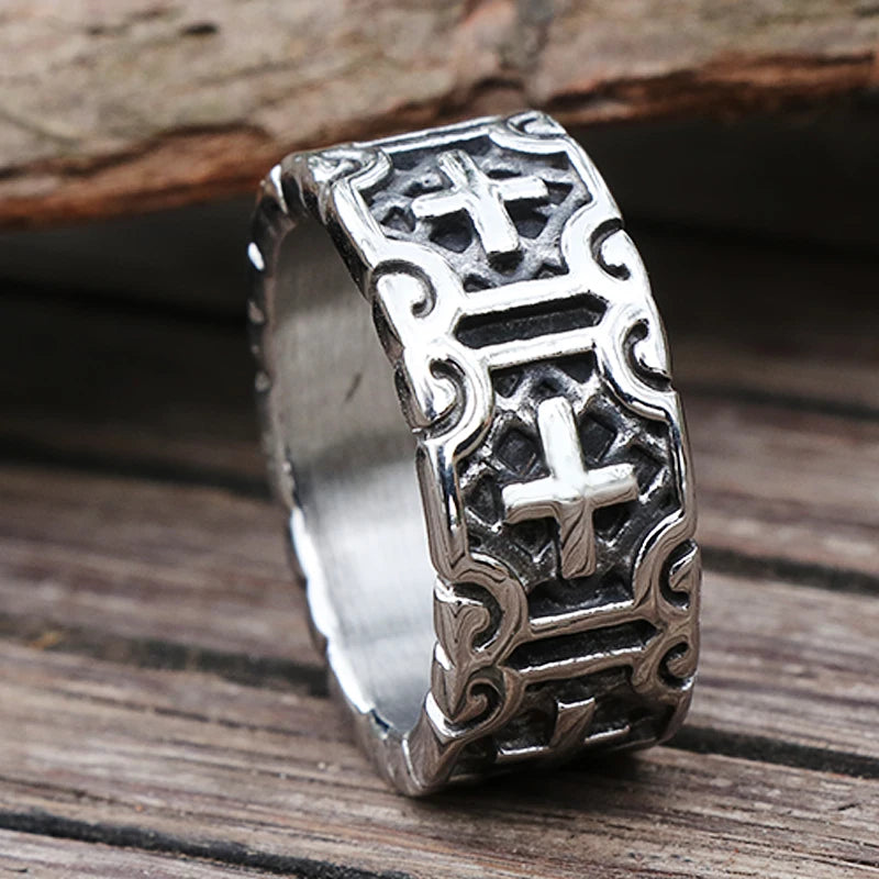 Classic Jesus Cross Ring – Stainless Steel Jewelry for Men & Women