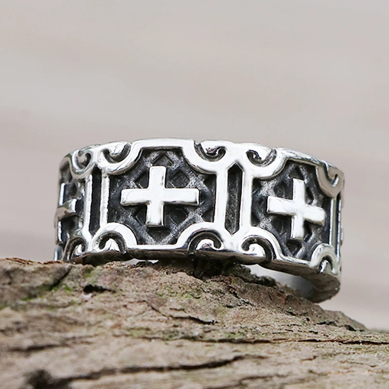 Classic Jesus Cross Ring – Stainless Steel Jewelry for Men & Women