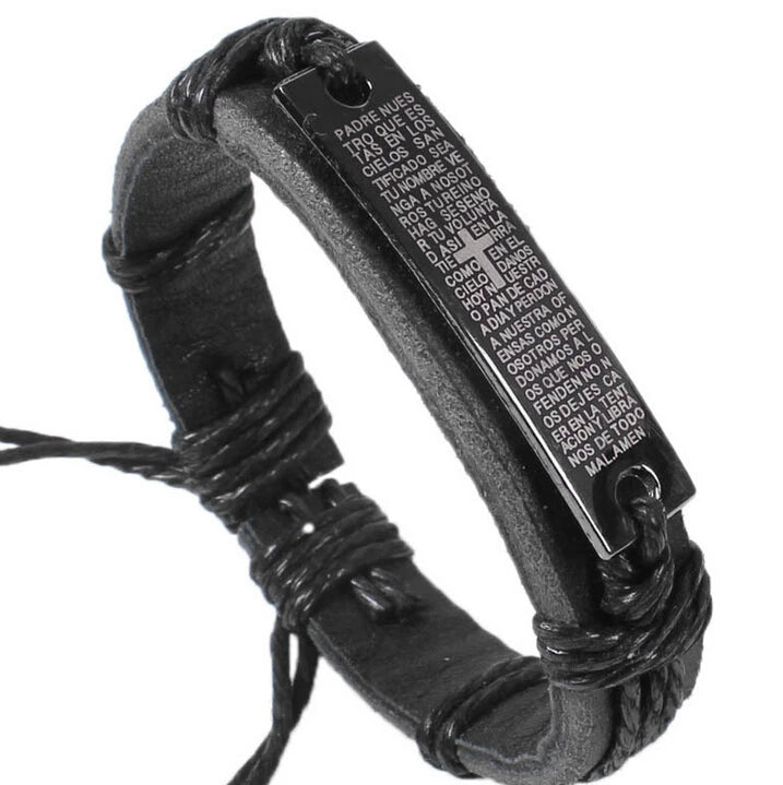 Christian Leather Cross Bracelet – Vintage Cowhide Bangle for Men & Women