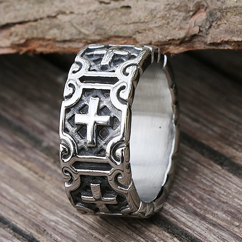 Classic Jesus Cross Ring – Stainless Steel Jewelry for Men & Women