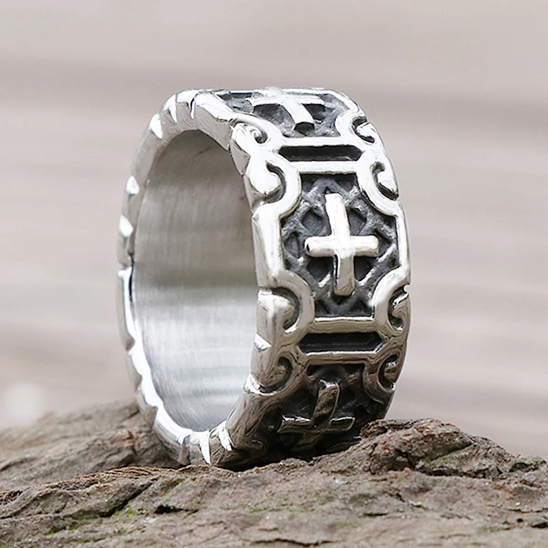 Classic Jesus Cross Ring – Stainless Steel Jewelry for Men & Women
