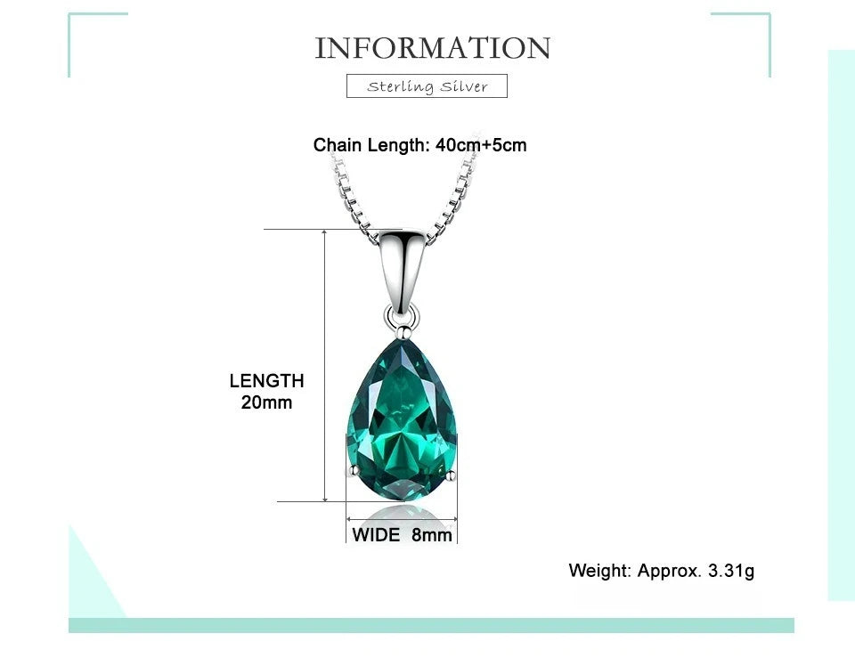Blue Emerald Gemstone Necklace – 925 Sterling Silver