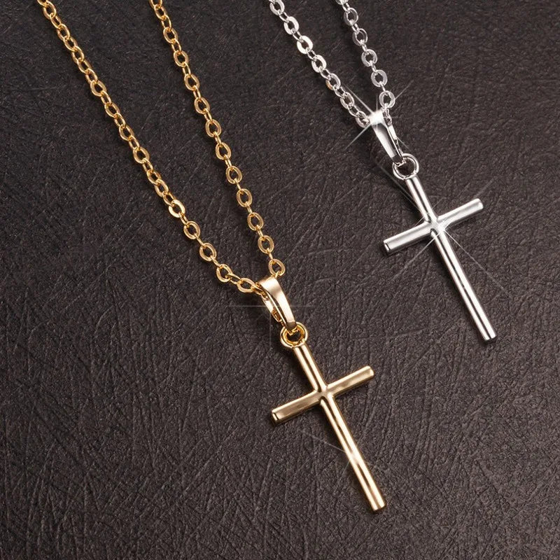 Gold & Silver Jesus Cross Pendant Necklace – Christian Jewelry Gift for Women