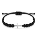Simple Cross Black White Braided Rope Couple Bracelets