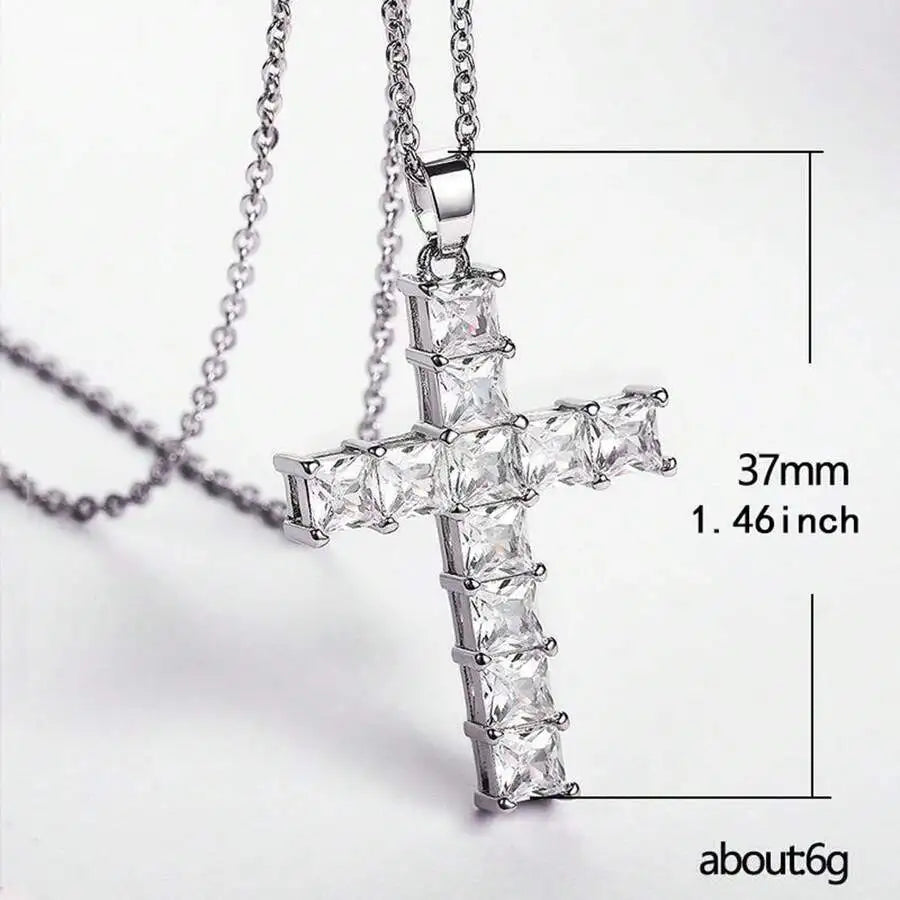 Multi-Color Crystal Jesus Cross Pendant Necklace – Fashion Jewelry for Women