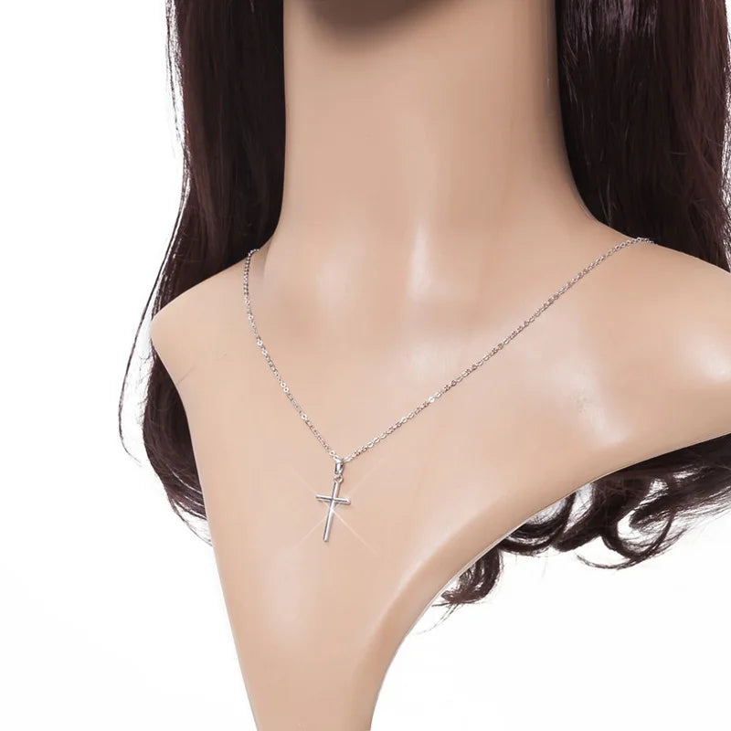 Gold & Silver Jesus Cross Pendant Necklace – Christian Jewelry Gift for Women