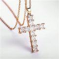 Multi-Color Crystal Jesus Cross Pendant Necklace – Fashion Jewelry for Women