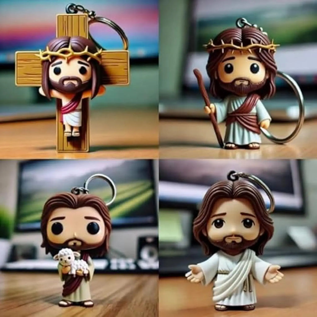 Jesus Statue Keychain – Christian Cross Gift for Men & Women