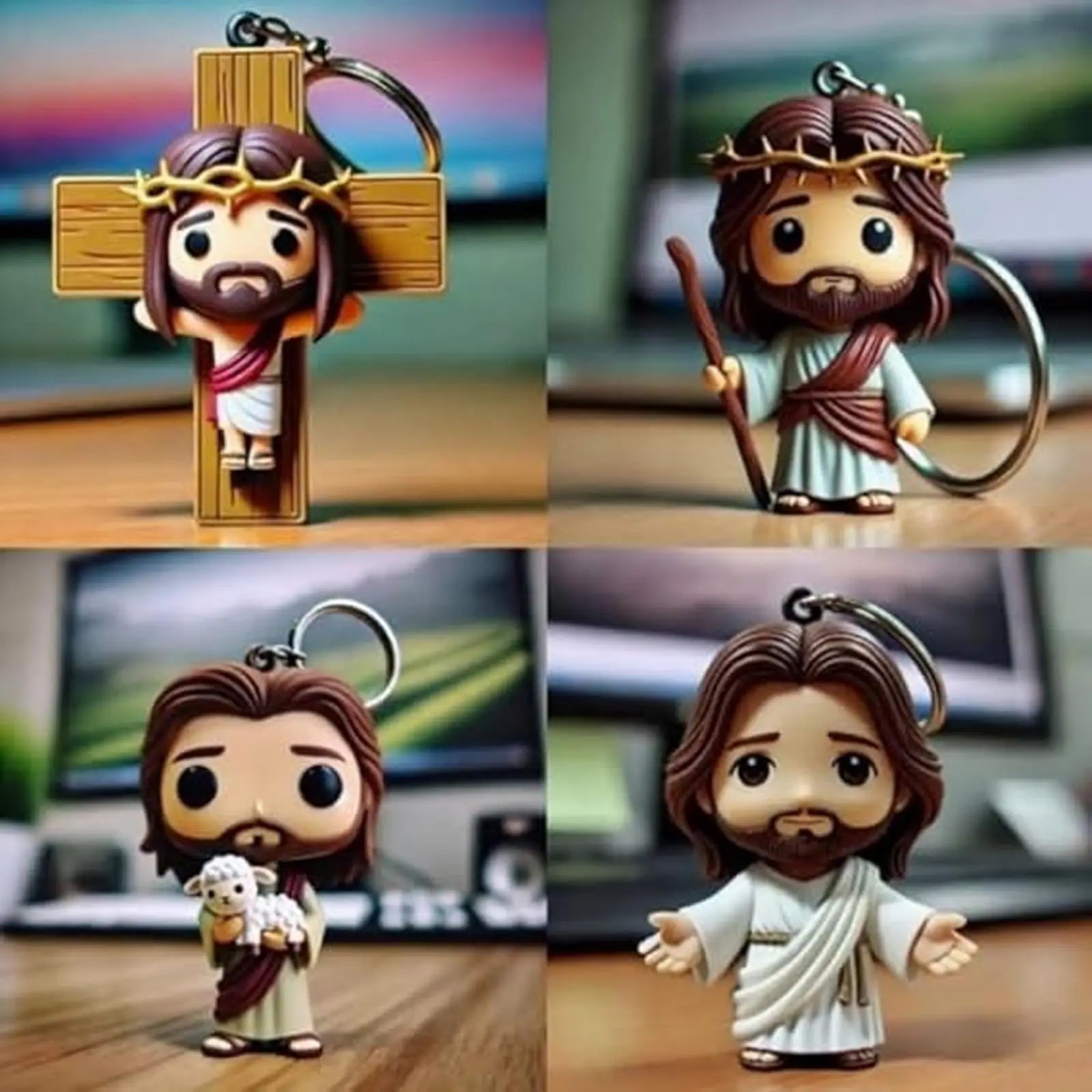 Jesus Statue Keychain – Christian Cross Gift for Men & Women