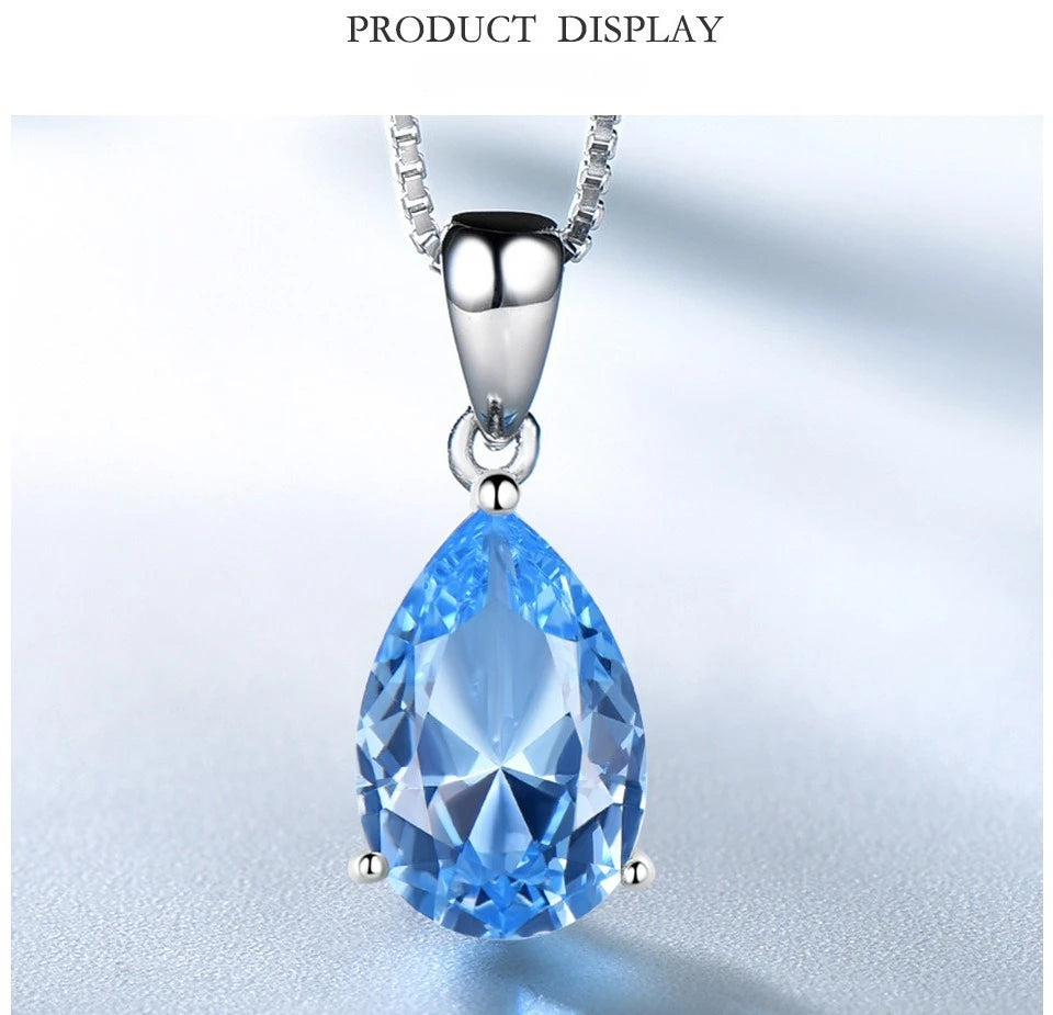 Blue Emerald Gemstone Necklace – 925 Sterling Silver