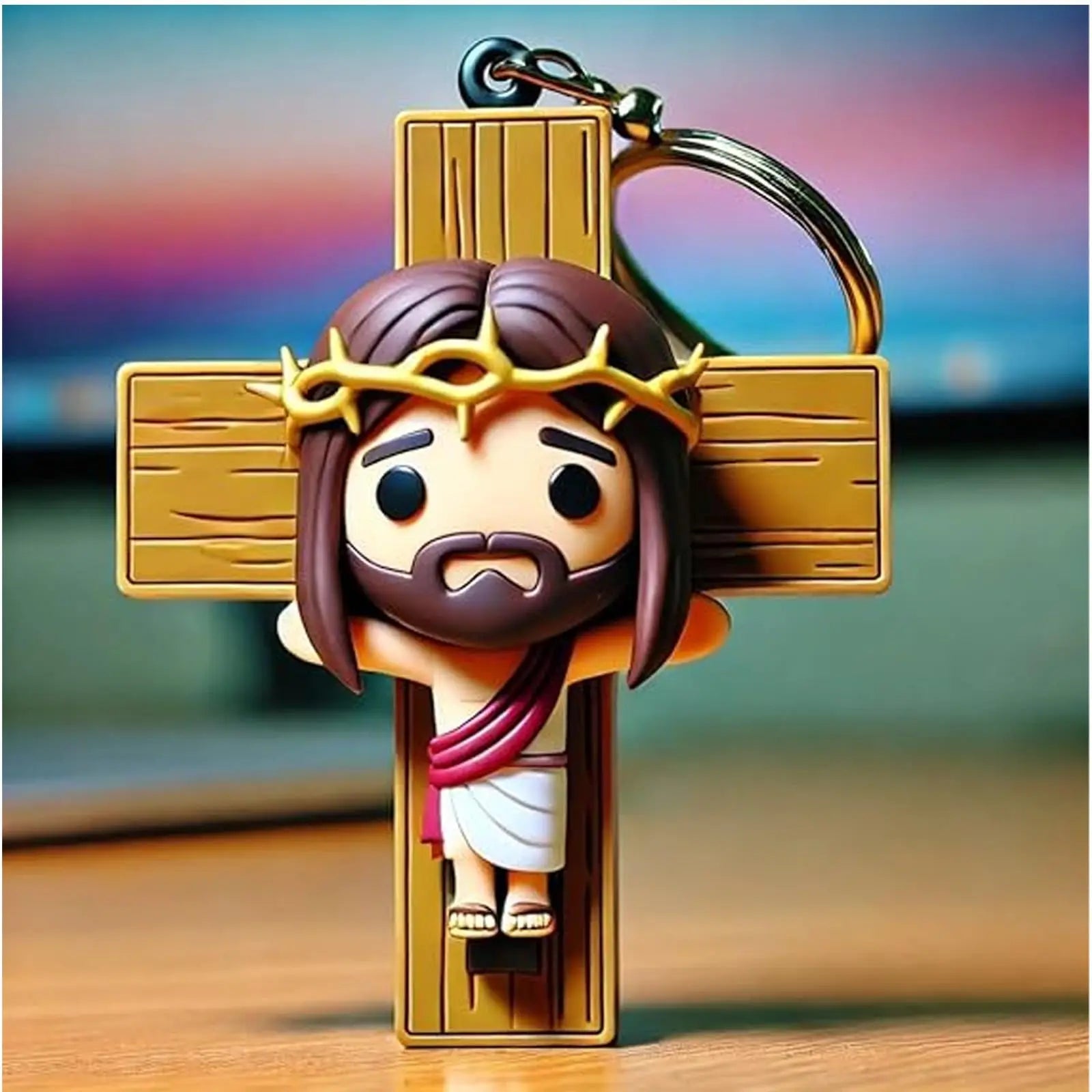 Jesus Statue Keychain – Christian Cross Gift for Men & Women
