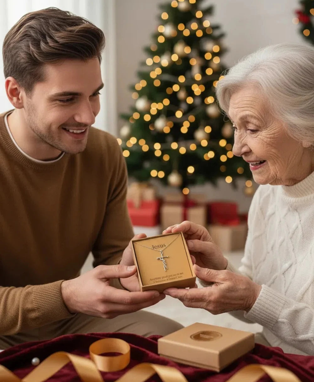 Jesus Christ Cross Pendant Necklace Christian Gift Set for Women