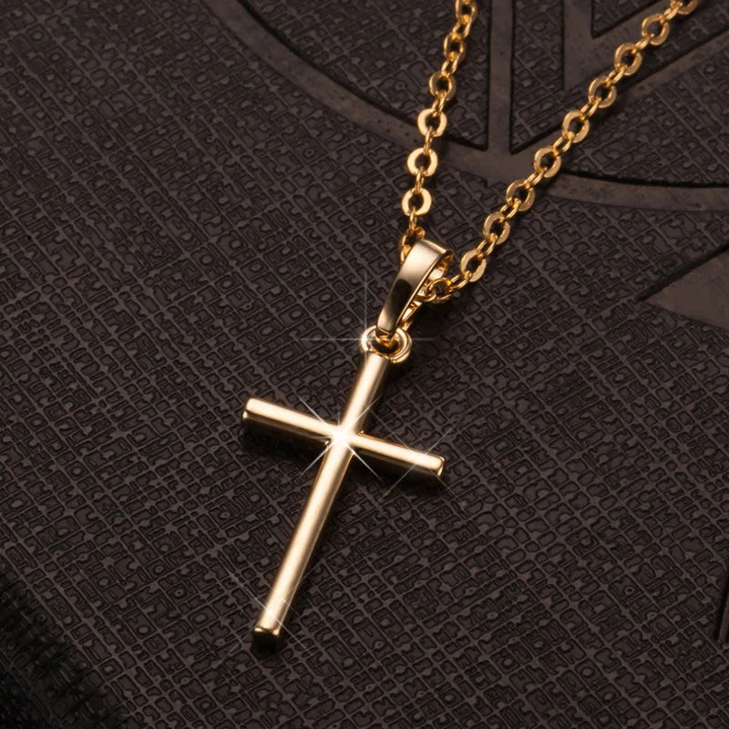 Gold & Silver Jesus Cross Pendant Necklace – Christian Jewelry Gift for Women