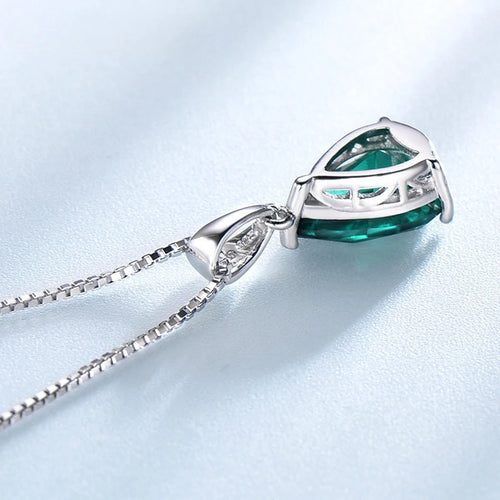 Blue Emerald Gemstone Necklace – 925 Sterling Silver