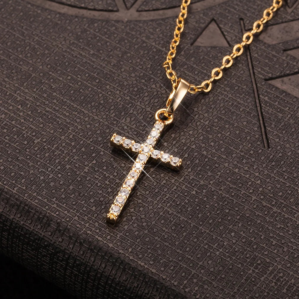 Gold & Silver Jesus Cross Pendant Necklace – Christian Jewelry Gift for Women