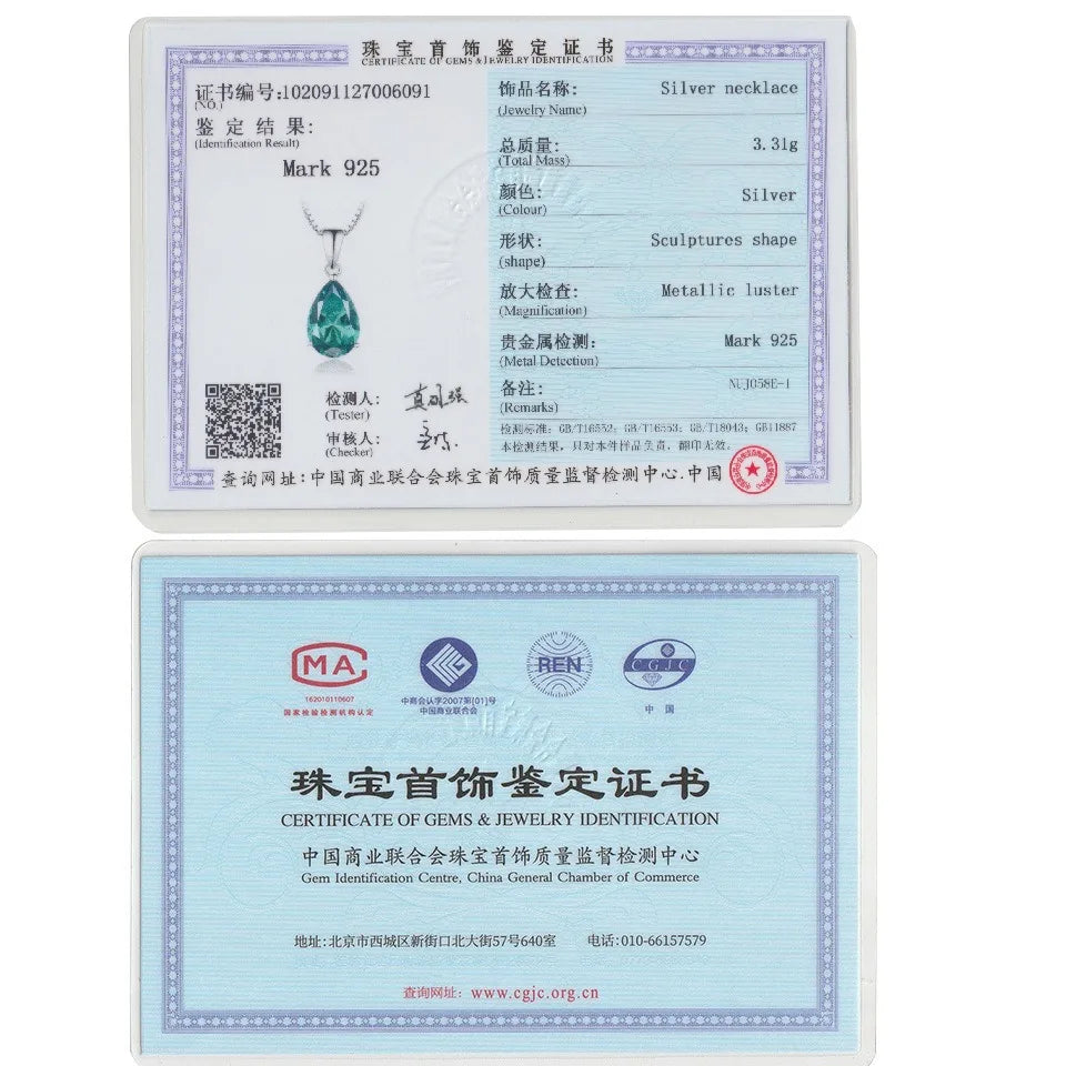 Blue Emerald Gemstone Necklace – 925 Sterling Silver