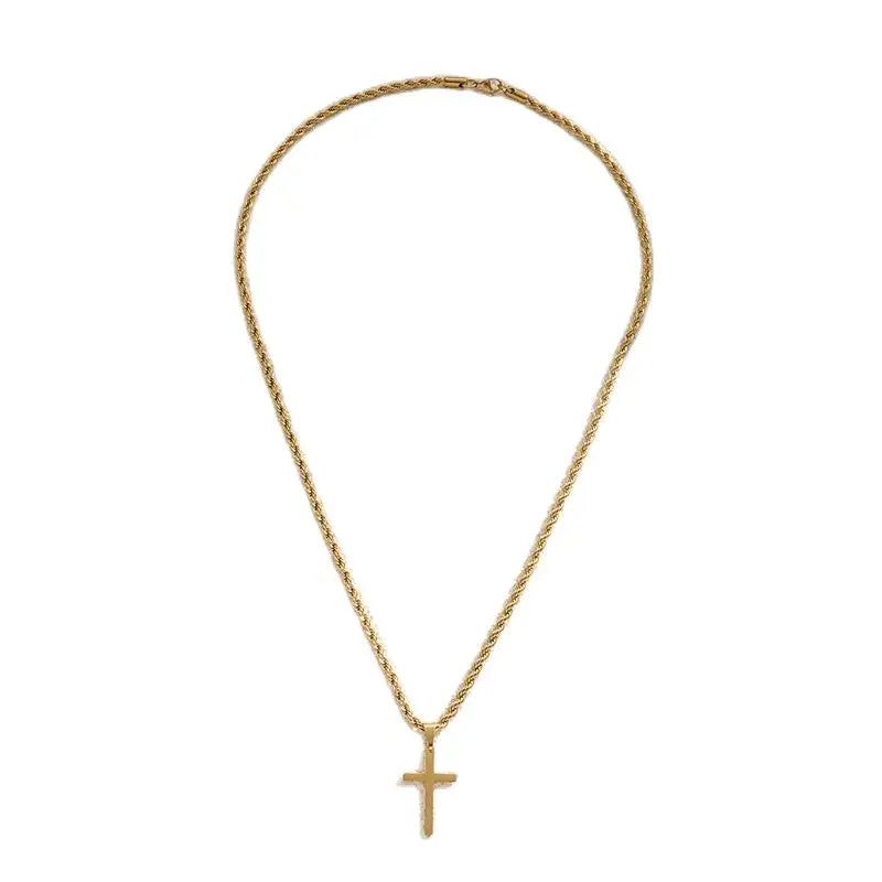 Vintage Twist Chain Cross Necklace – Christian Jewelry for Men & Women