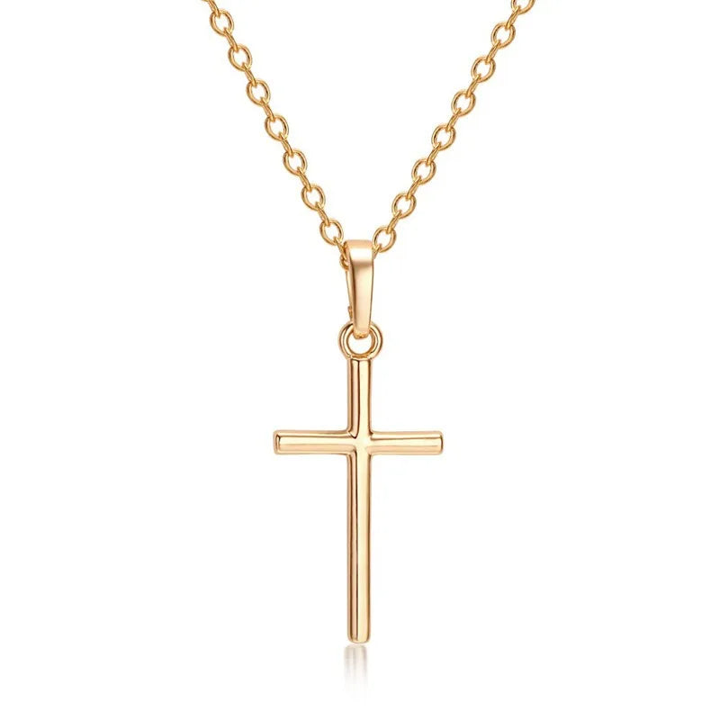 Gold & Silver Jesus Cross Pendant Necklace – Christian Jewelry Gift for Women