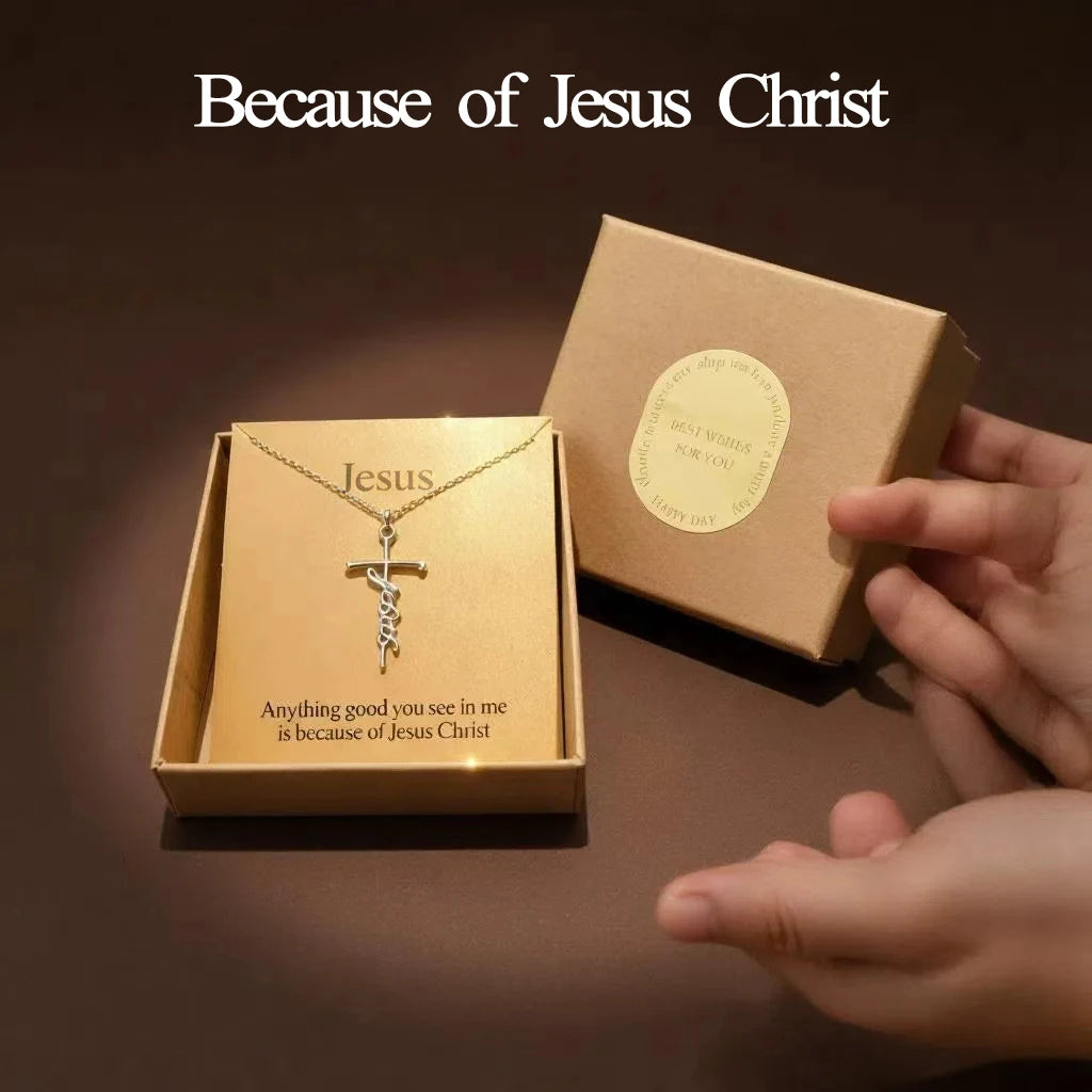 Jesus Christ Cross Pendant Necklace Christian Gift Set for Women