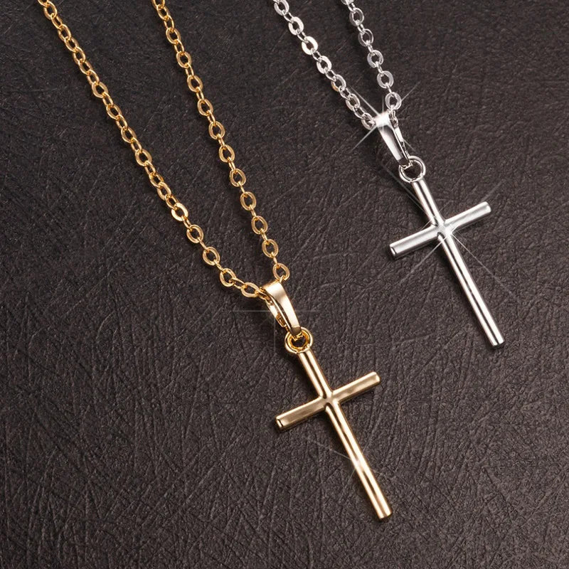 Gold & Silver Jesus Cross Pendant Necklace – Christian Jewelry Gift for Women