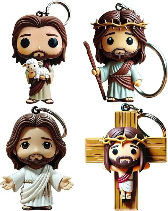 Jesus Statue Keychain – Christian Cross Gift for Men & Women