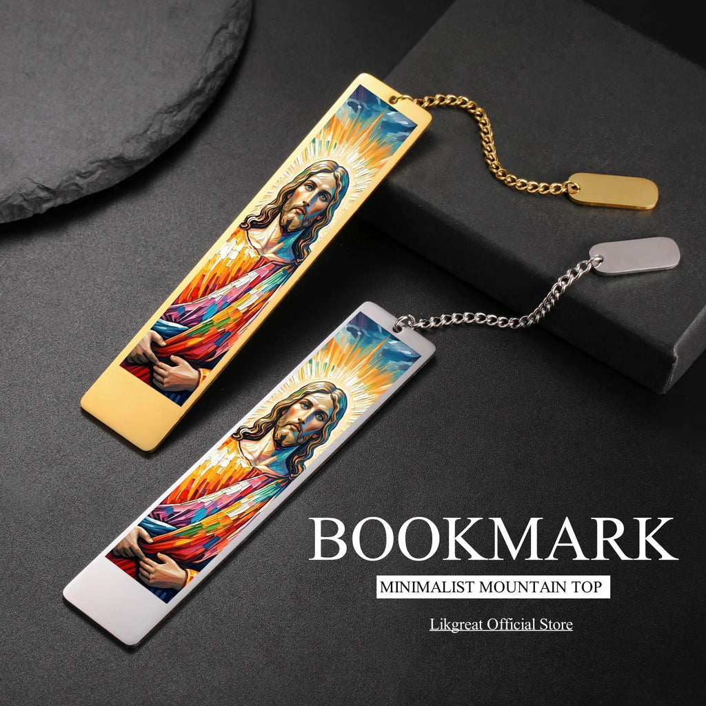 LIKGREAT Christian Jesus Bookmark Stainless Steel Bible Gift