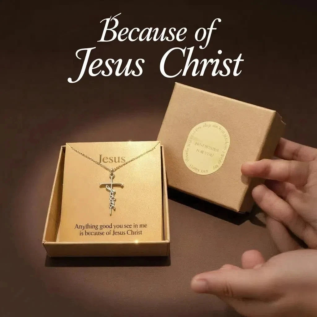 Jesus Christ Cross Pendant Necklace Christian Gift Set for Women