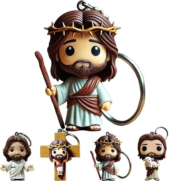 Jesus Statue Keychain – Christian Cross Gift for Men & Women
