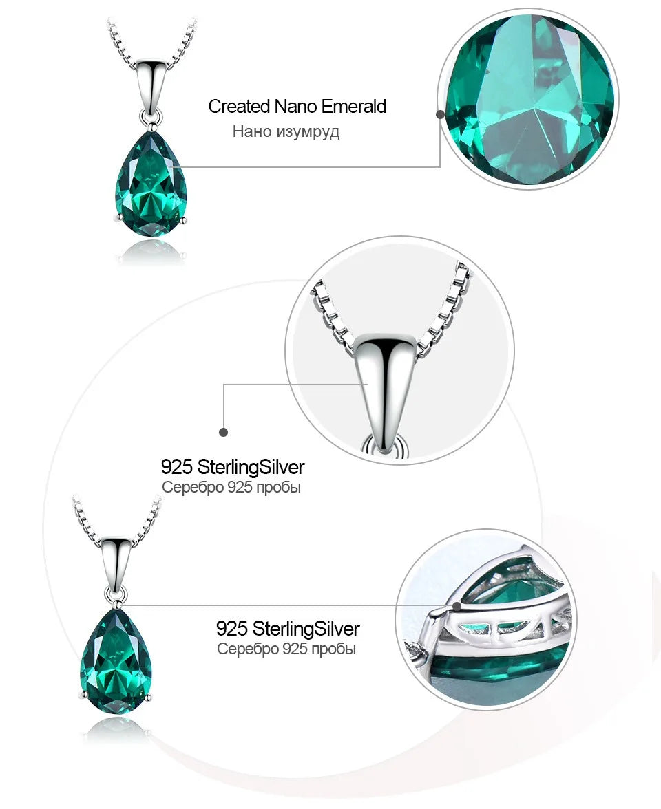 Blue Emerald Gemstone Necklace – 925 Sterling Silver