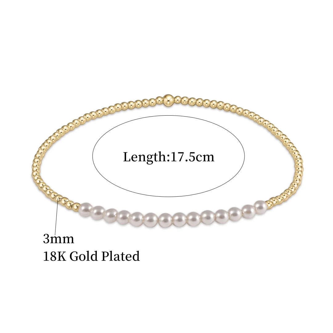 Christian Cross Bracelet 18K Gold Plated Beads Stackable Shell Pearl Jewelry