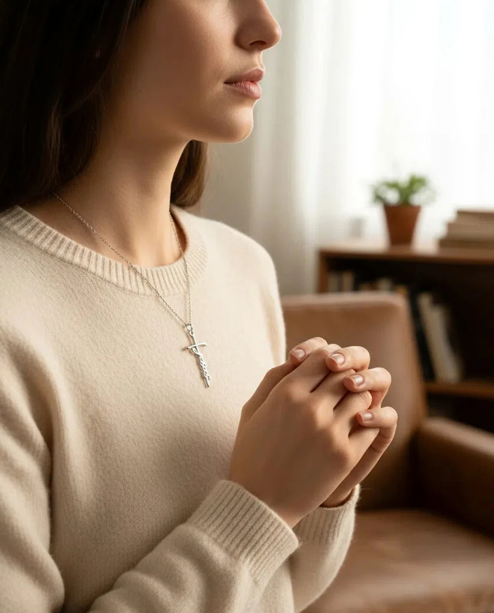 Jesus Christ Cross Pendant Necklace Christian Gift Set for Women