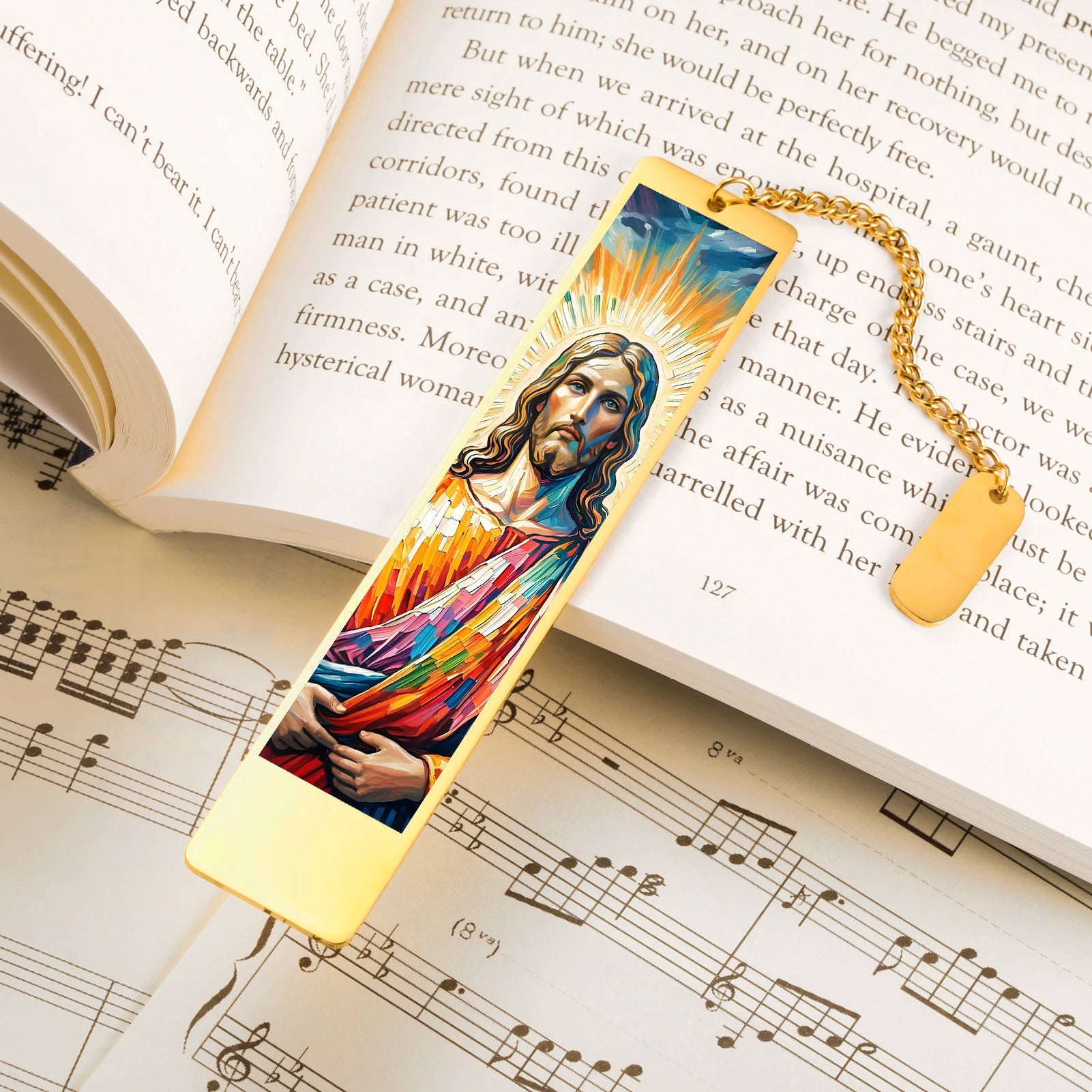 LIKGREAT Christian Jesus Bookmark Stainless Steel Bible Gift