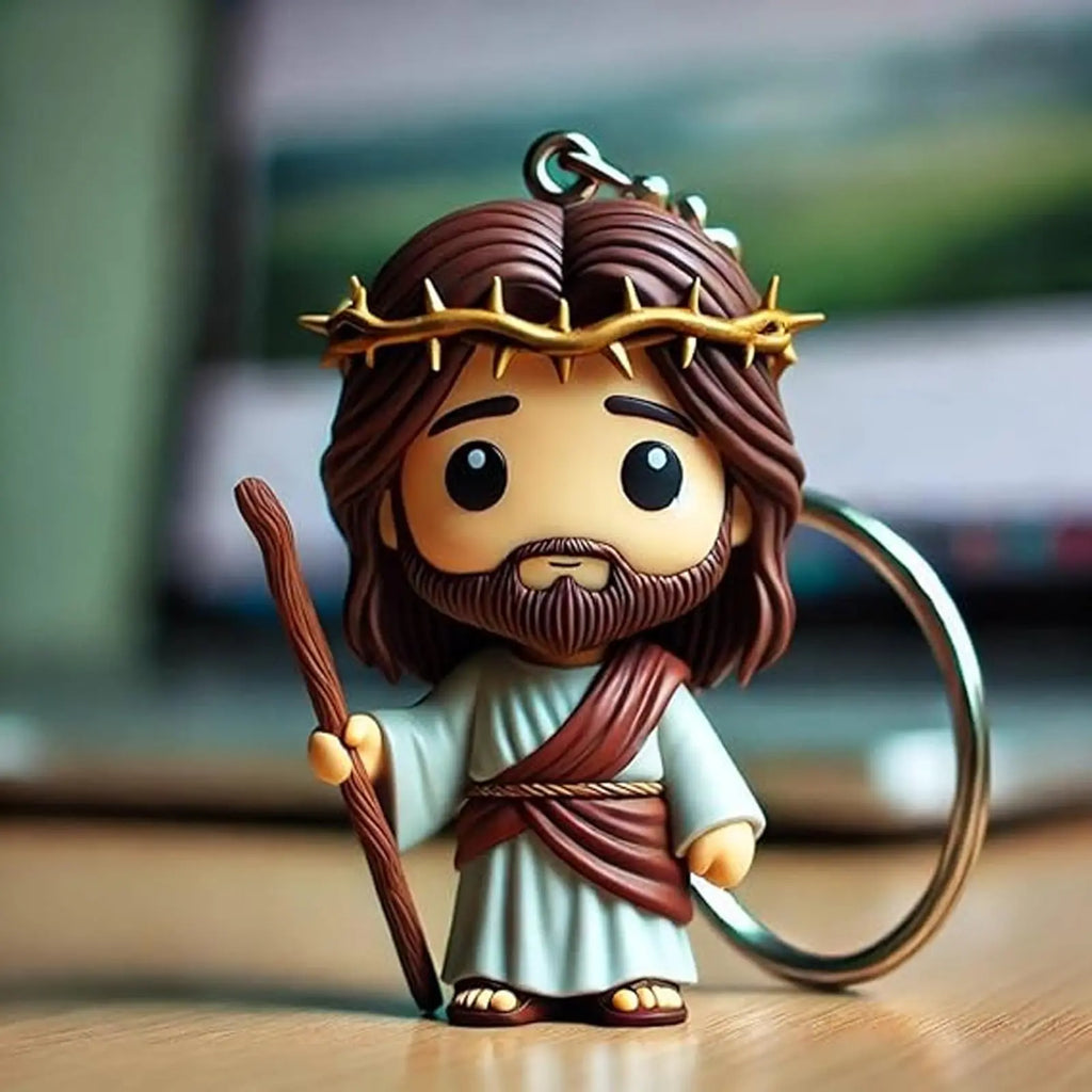 Jesus Statue Keychain – Christian Cross Gift for Men & Women