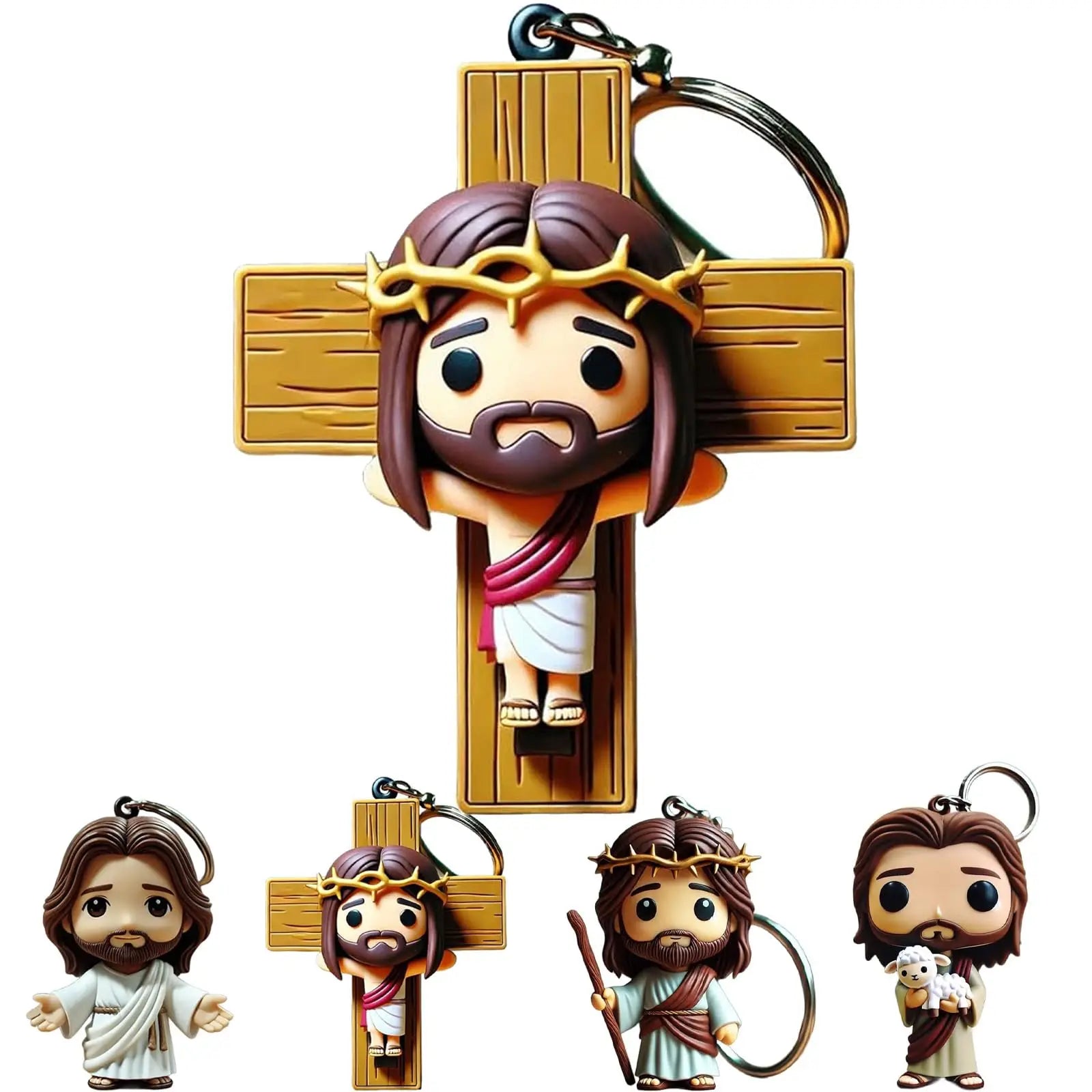 Jesus Statue Keychain – Christian Cross Gift for Men & Women