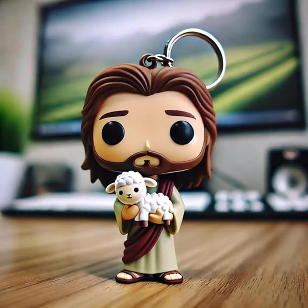 Jesus Statue Keychain – Christian Cross Gift for Men & Women