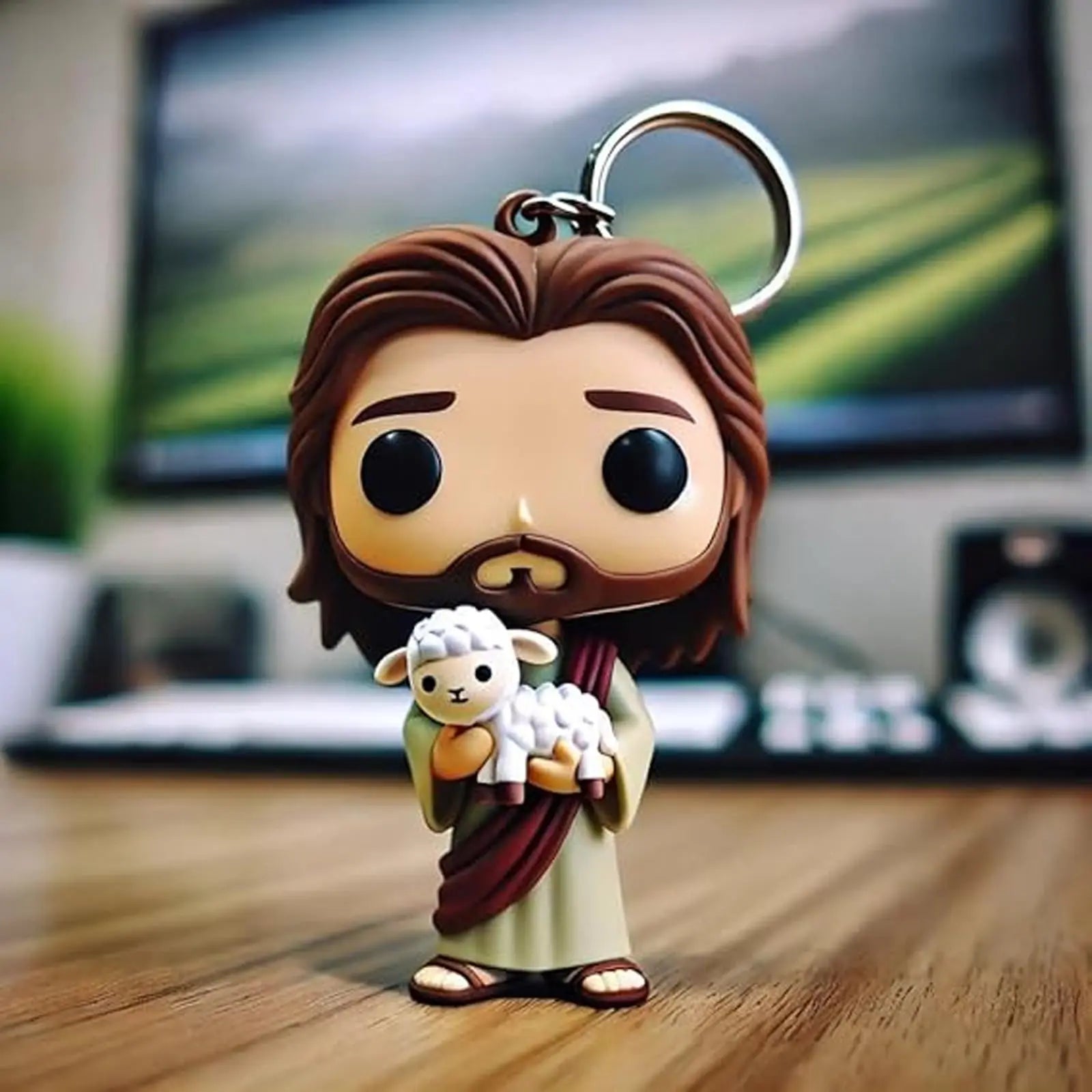 Jesus Statue Keychain – Christian Cross Gift for Men & Women