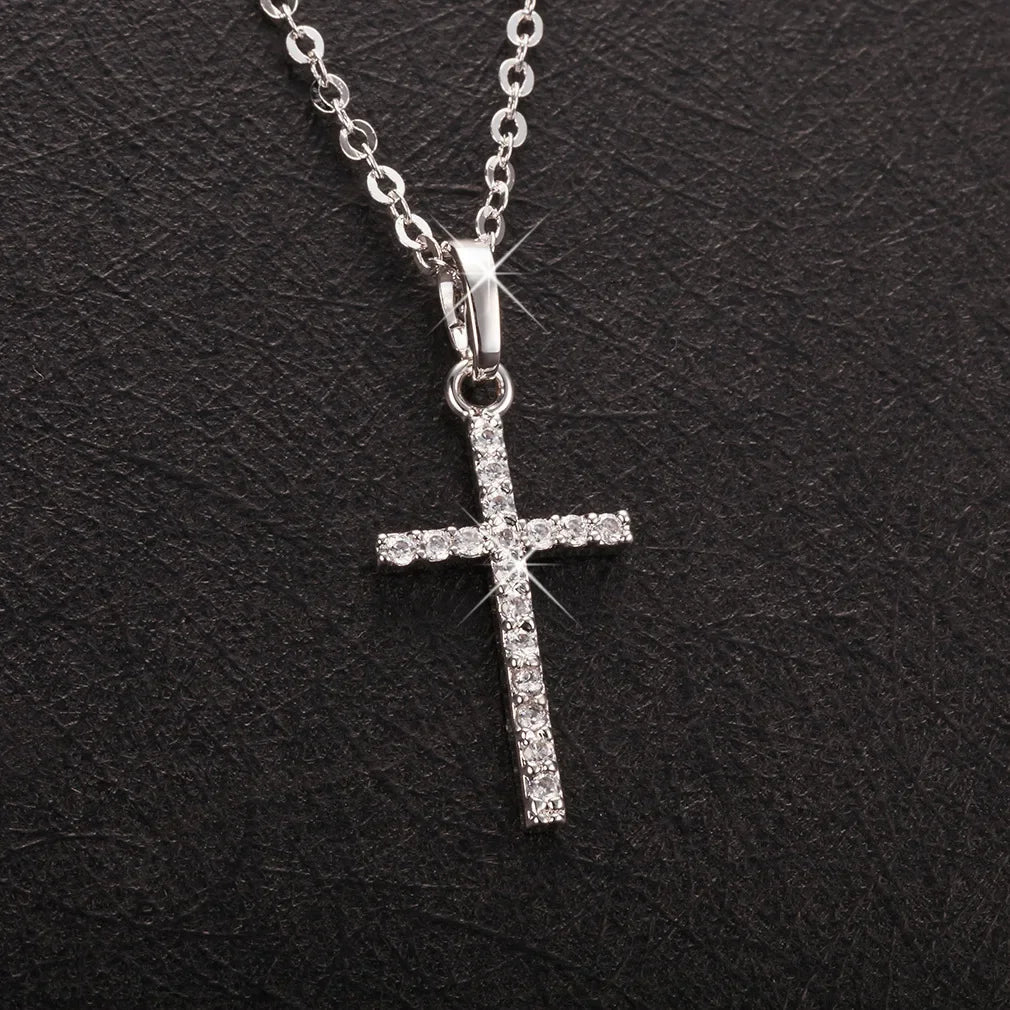 Gold & Silver Jesus Cross Pendant Necklace – Christian Jewelry Gift for Women