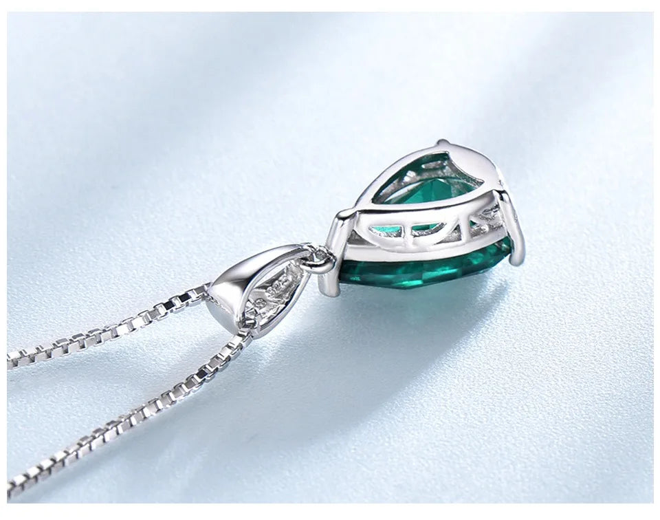 Blue Emerald Gemstone Necklace – 925 Sterling Silver