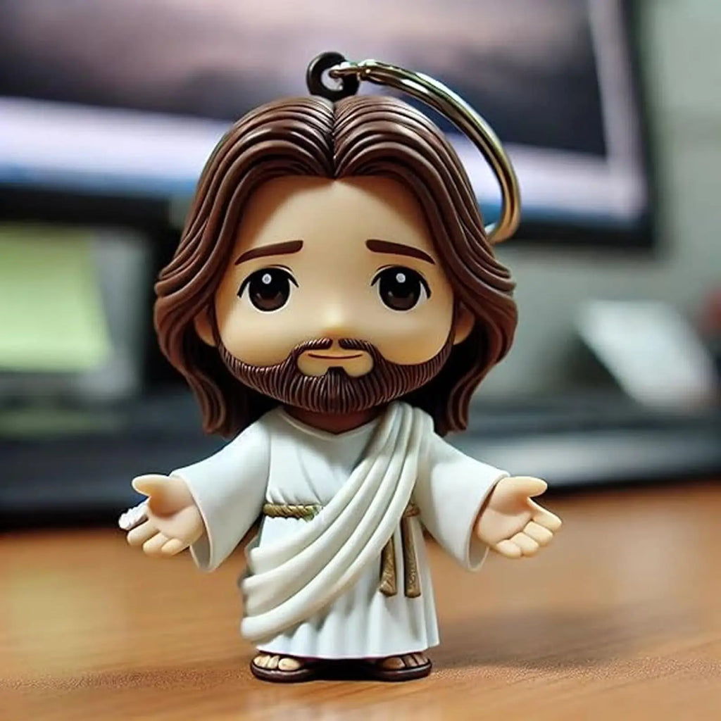 Jesus Statue Keychain – Christian Cross Gift for Men & Women