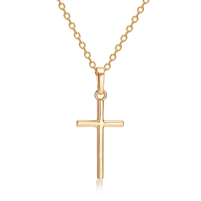 Gold & Silver Jesus Cross Pendant Necklace – Christian Jewelry Gift for Women