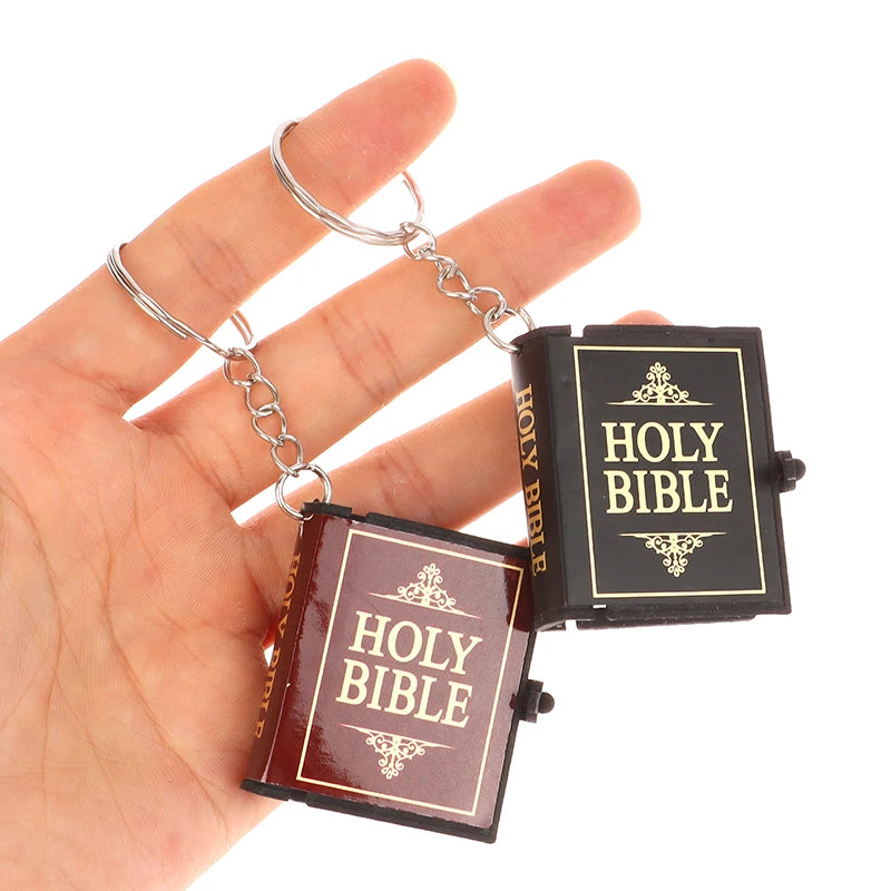 Mini Bible Keychain Christian Cross Pendant Keyring