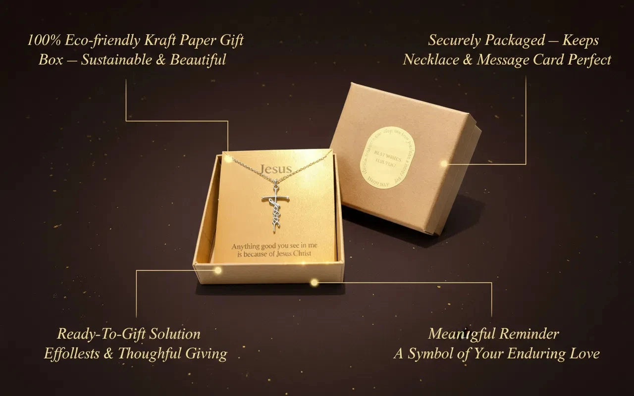 Jesus Christ Cross Pendant Necklace Christian Gift Set for Women