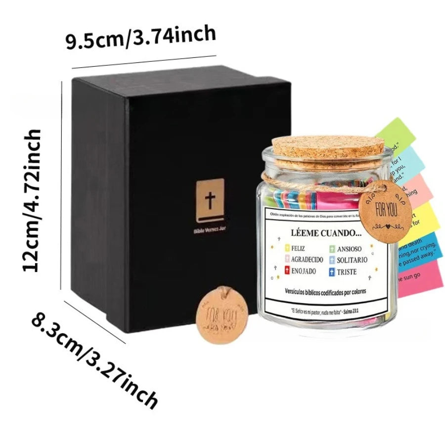 Bible Verse Glass Jar Spanish & English Christian Prayer Jar