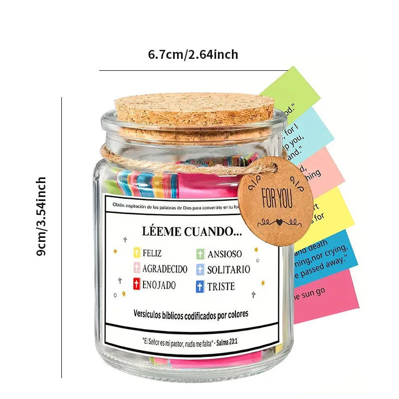 Bible Verse Glass Jar Spanish & English Christian Prayer Jar