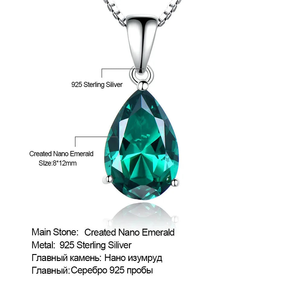 Blue Emerald Gemstone Necklace – 925 Sterling Silver