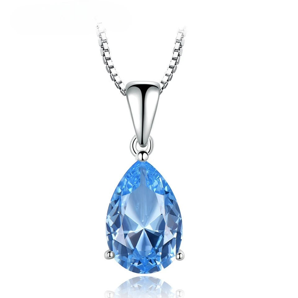 Blue Emerald Gemstone Necklace – 925 Sterling Silver