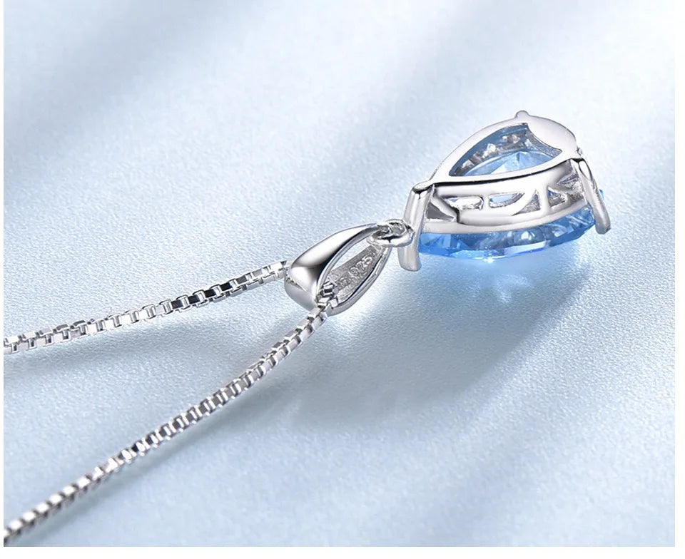 Blue Emerald Gemstone Necklace – 925 Sterling Silver