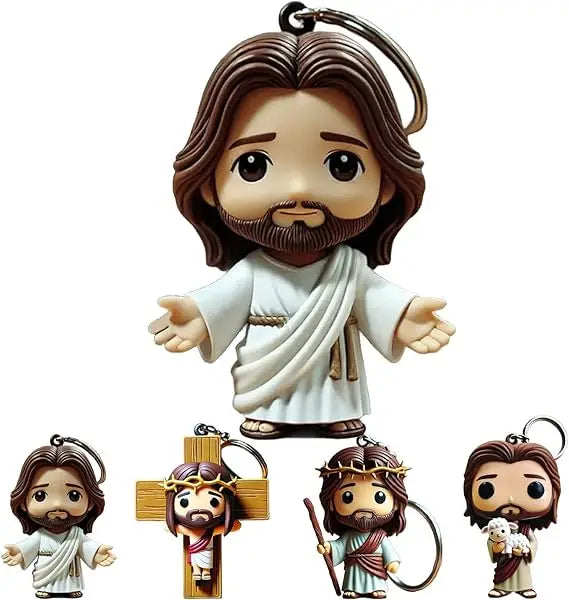 Jesus Statue Keychain – Christian Cross Gift for Men & Women